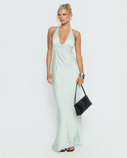 Women's Floral Halter Maxi Dress Summer Wedding Guest Gown