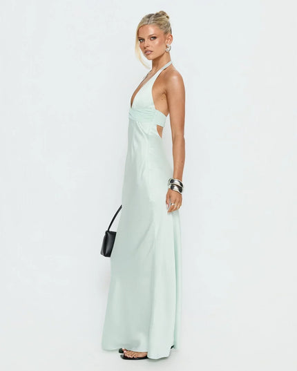 Women's Floral Halter Maxi Dress Summer Wedding Guest Gown