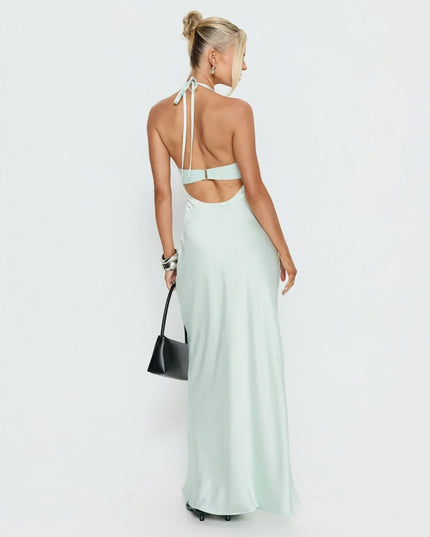 Women's Floral Halter Maxi Dress Summer Wedding Guest Gown