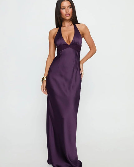 Women's Floral Halter Maxi Dress Summer Wedding Guest Gown