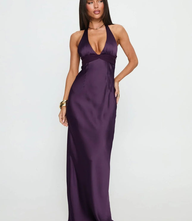 Women's Floral Halter Maxi Dress Summer Wedding Guest Gown