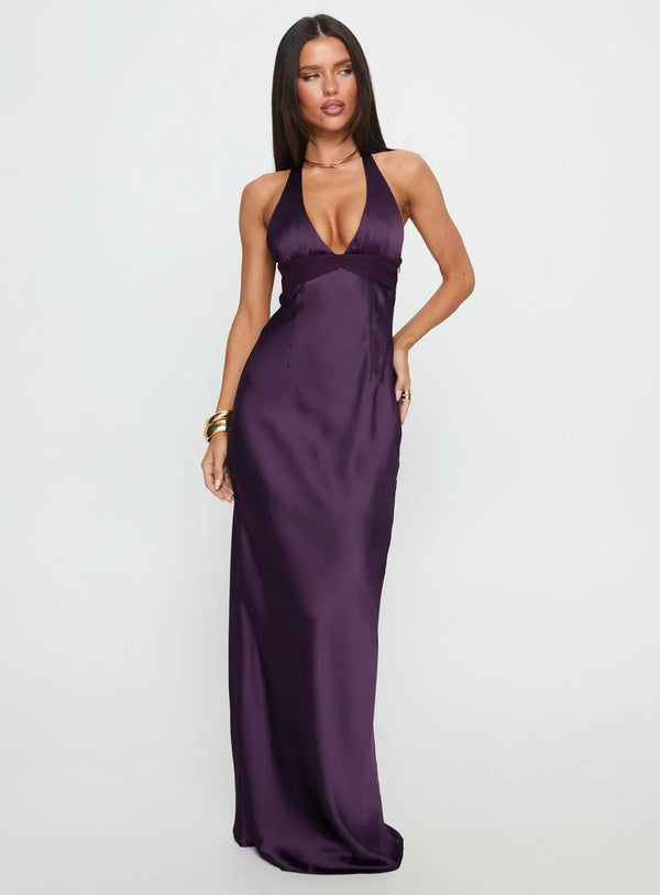 Women's Floral Halter Maxi Dress Summer Wedding Guest Gown