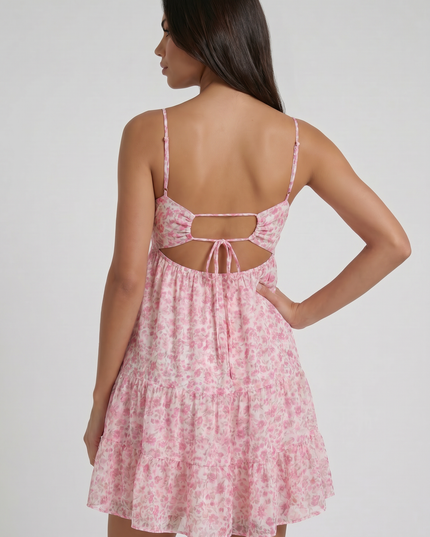 Women's Floral Short Sleeve Wedding Guest Summer Mini Dress