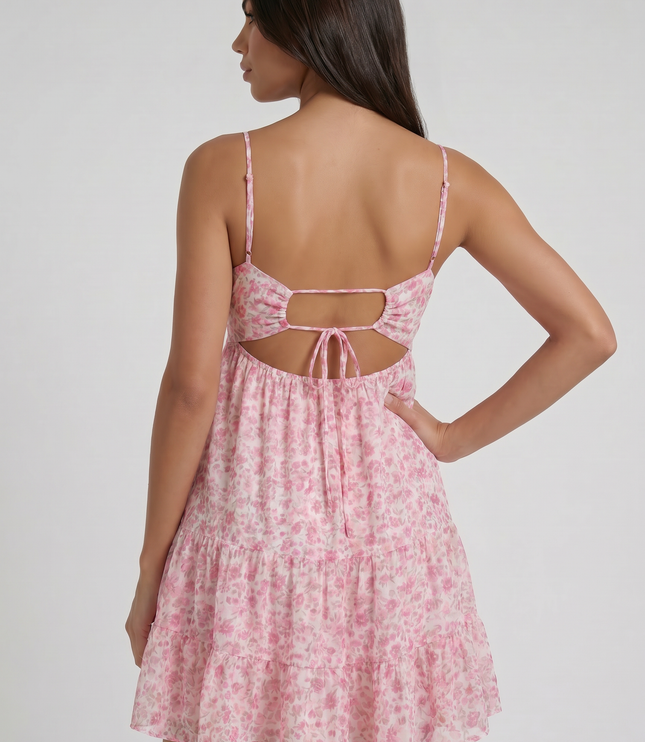 Women's Floral Short Sleeve Wedding Guest Summer Mini Dress