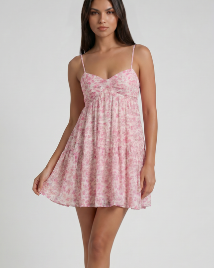 Women's Floral Short Sleeve Wedding Guest Summer Mini Dress