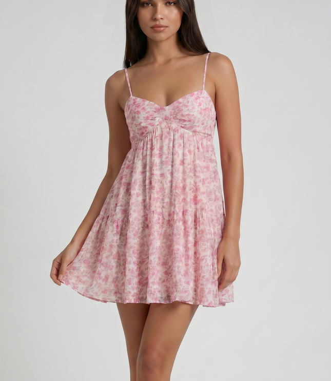Women's Floral Short Sleeve Wedding Guest Summer Mini Dress