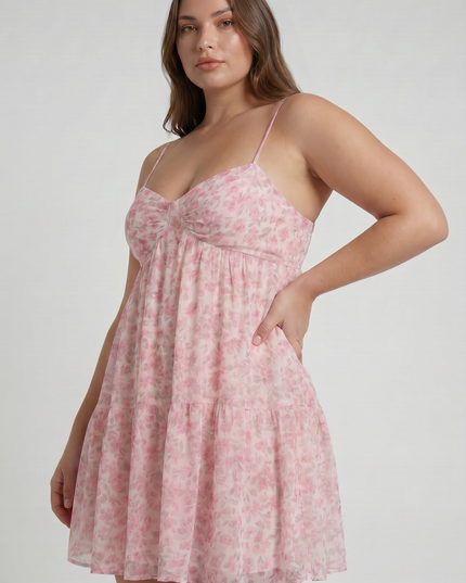 Women's Floral Short Sleeve Wedding Guest Summer Mini Dress
