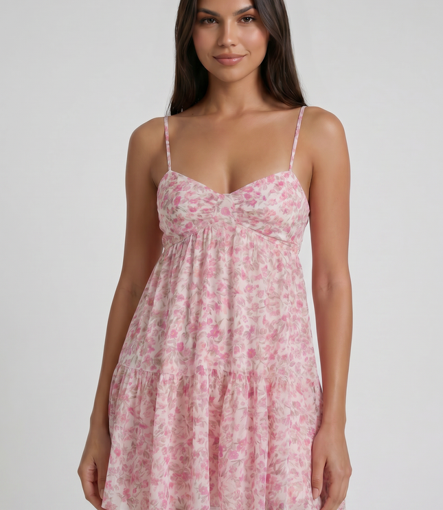 Women's Floral Short Sleeve Wedding Guest Summer Mini Dress