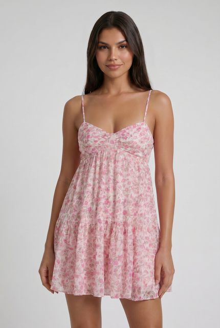 Women's Floral Short Sleeve Wedding Guest Summer Mini Dress