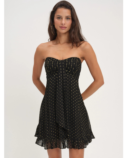 Women's Floral Strapless Mini Dress for Wedding Guest and Garden Parties