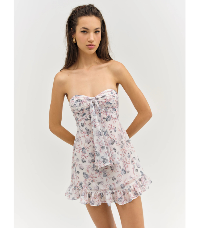 Women's Floral Strapless Mini Dress for Wedding Guest and Garden Parties