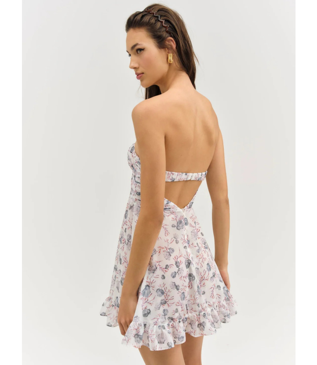 Women's Floral Strapless Mini Dress for Wedding Guest and Garden Parties