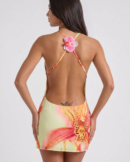 Women's Floral V-Neck Homecoming Party Mini Dress, Summer