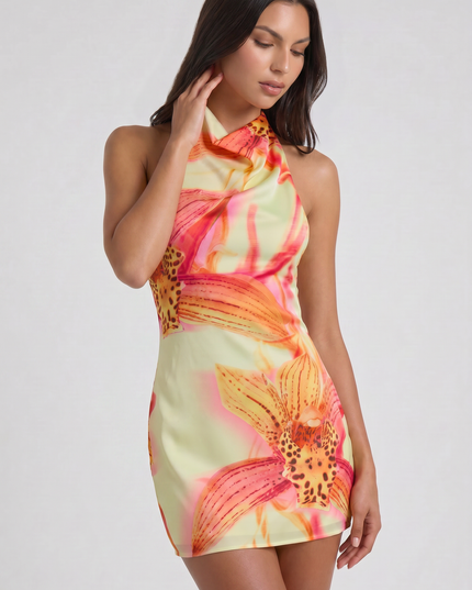 Women's Floral V-Neck Homecoming Party Mini Dress, Summer