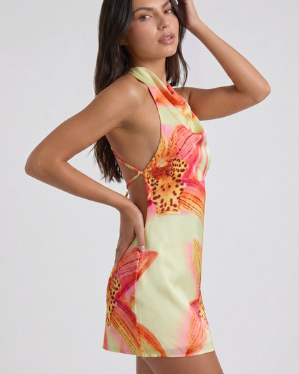 Women's Floral V-Neck Homecoming Party Mini Dress, Summer