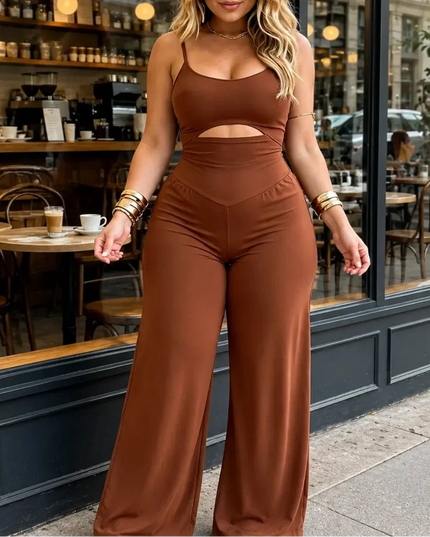 Women's Flowing High-Waist One-Piece Party Jumpsuit