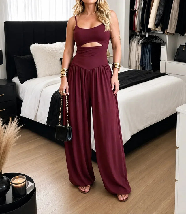 Women's Flowing High-Waist One-Piece Party Jumpsuit