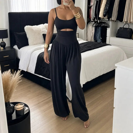 Women's Flowing High-Waist One-Piece Party Jumpsuit