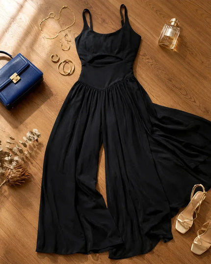 Women's Flowing High-Waist One-Piece Party Jumpsuit