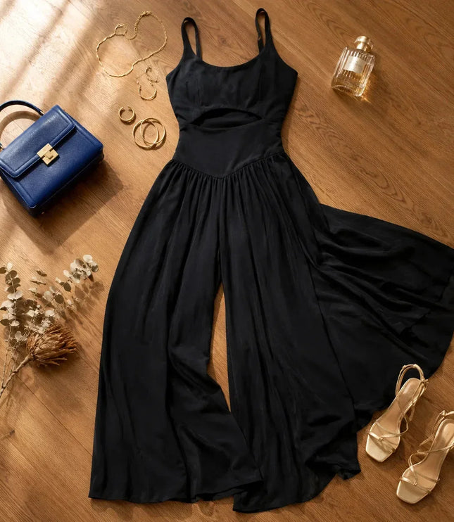 Women's Flowing High-Waist One-Piece Party Jumpsuit
