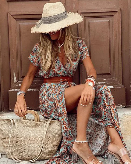 Women's Flowing Maxi Beach Dress in an Airy Boho Cut