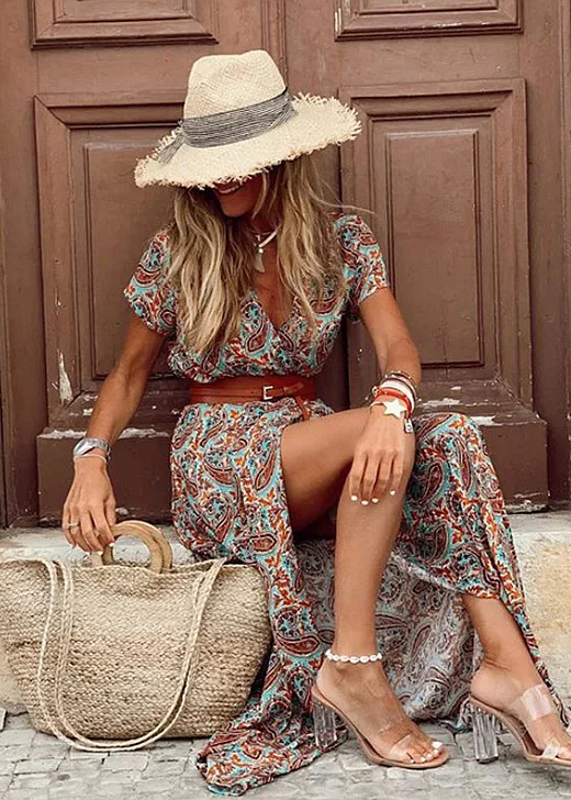 Women's Flowing Maxi Beach Dress in an Airy Boho Cut