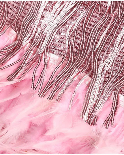Women's Fringe Flapper Dress with a Feathered Hem