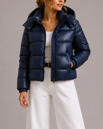 Women's Glossy Hooded Puffer Jacket