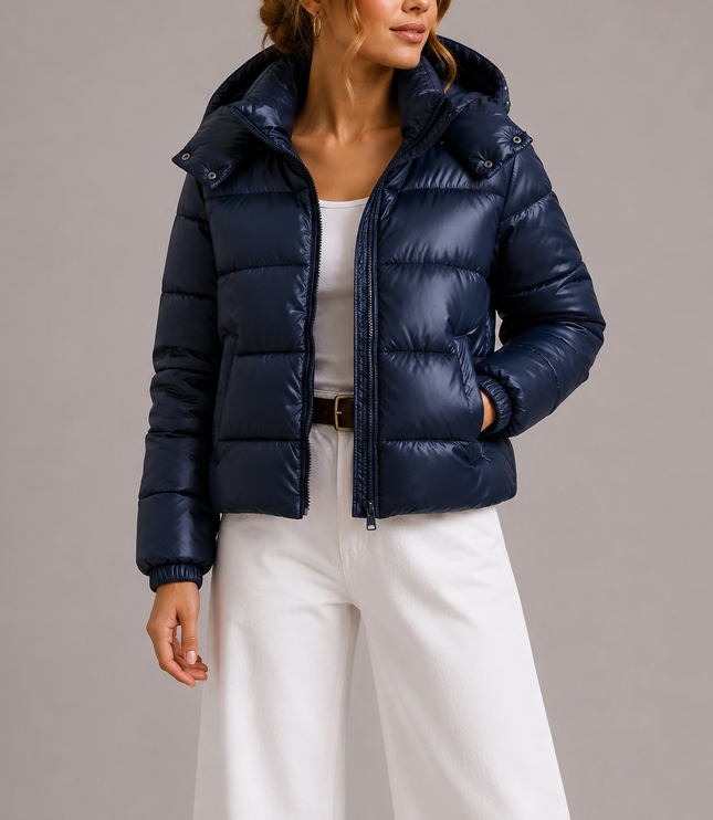 Women's Glossy Hooded Puffer Jacket