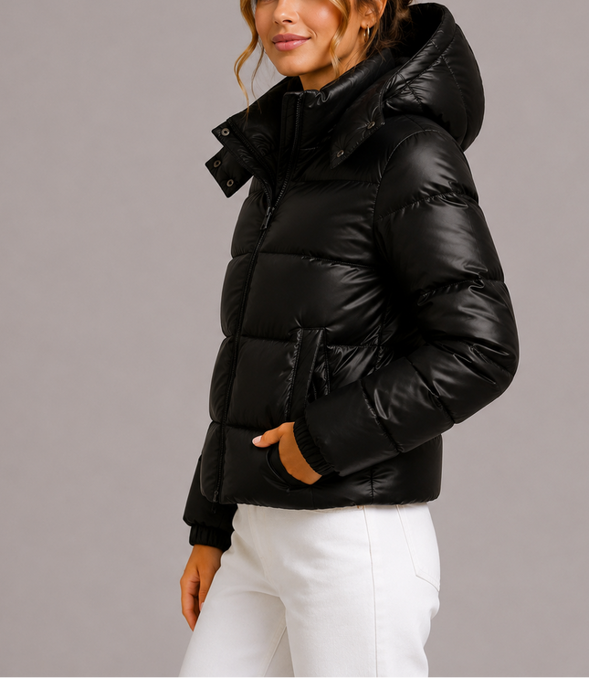 Women's Glossy Hooded Puffer Jacket