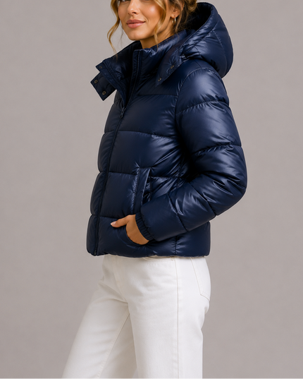 Women's Glossy Hooded Puffer Jacket