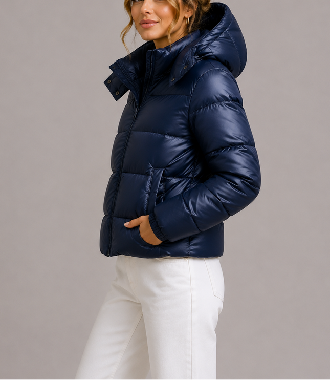 Women's Glossy Hooded Puffer Jacket
