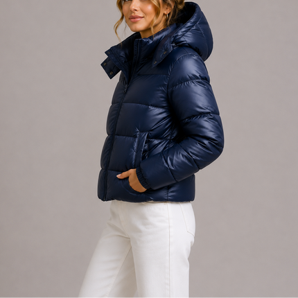 Women's Glossy Hooded Puffer Jacket