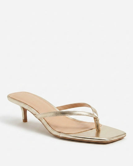 Women's Gold Toe-Post Kitten Heel Sandals