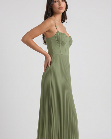 Women's Green Floral V-Neck Cocktail Midi Dress for Summer