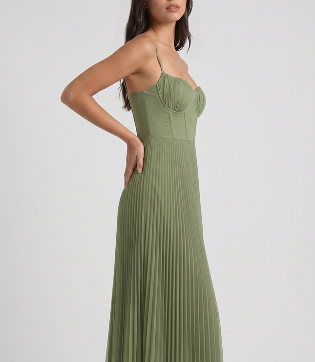 Women's Green Floral V-Neck Cocktail Midi Dress for Summer