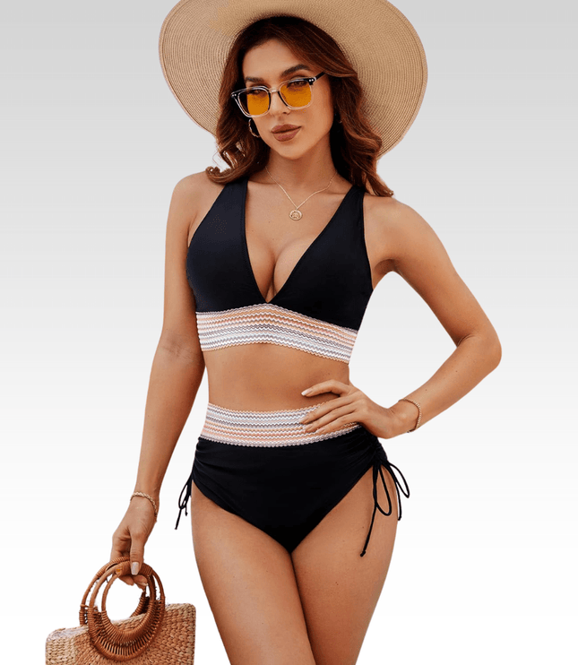 Women's Halter Bikini with Ruched High-Waisted Bottom