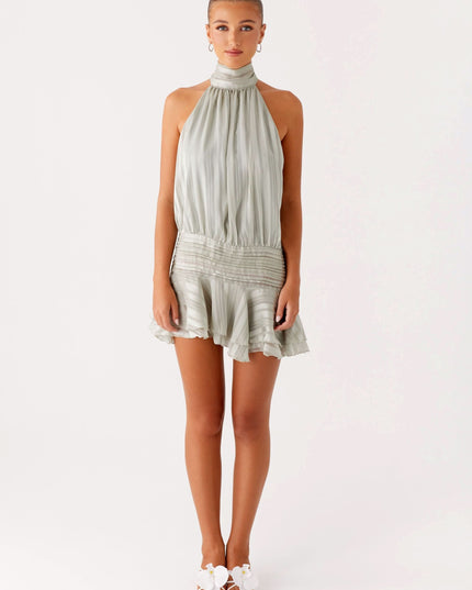 Women's Halter Neck Ruched Bodycon Mini Dress for Summer Parties