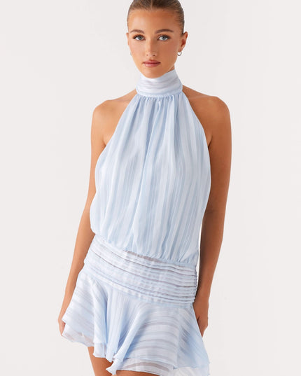 Women's Halter Neck Ruched Bodycon Mini Dress for Summer Parties