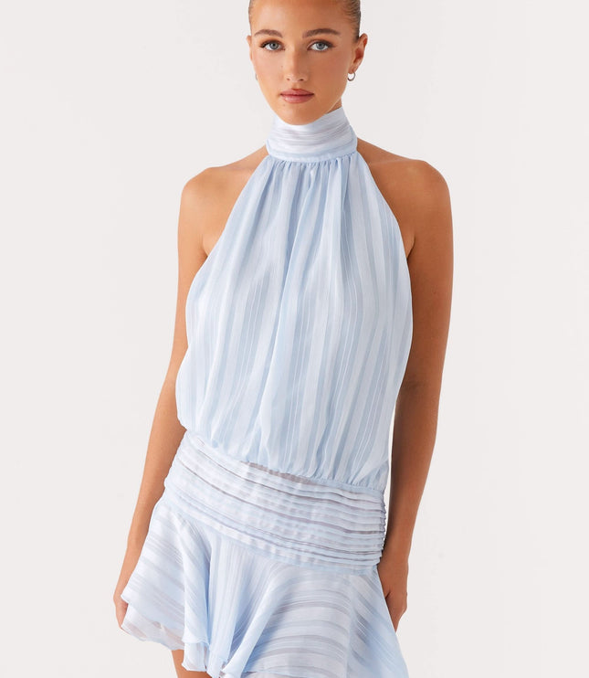 Women's Halter Neck Ruched Bodycon Mini Dress for Summer Parties
