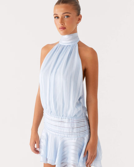 Women's Halter Neck Ruched Bodycon Mini Dress for Summer Parties
