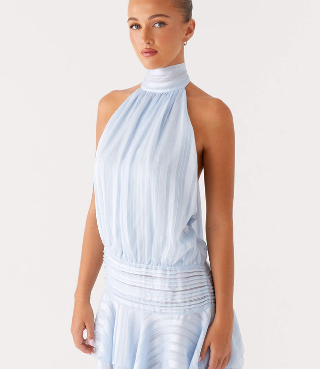 Women's Halter Neck Ruched Bodycon Mini Dress for Summer Parties
