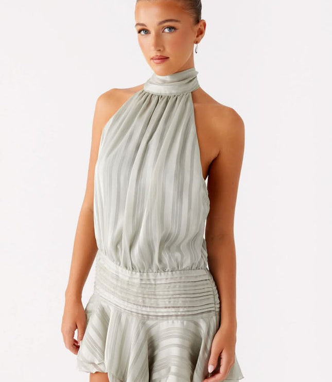 Women's Halter Neck Ruched Bodycon Mini Dress for Summer Parties
