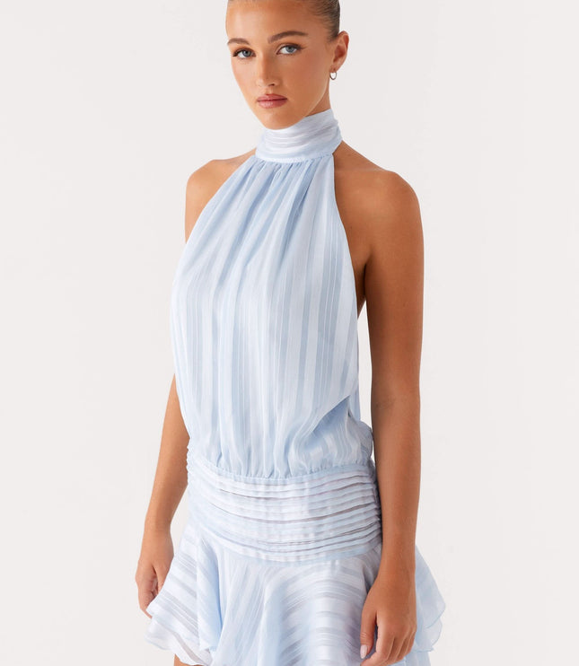 Women's Halter Neck Ruched Bodycon Mini Dress for Summer Parties