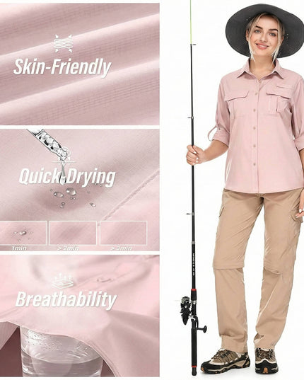 Women's Hiking Shirt with UPF 50 and a Roll-Up Long Sleeve