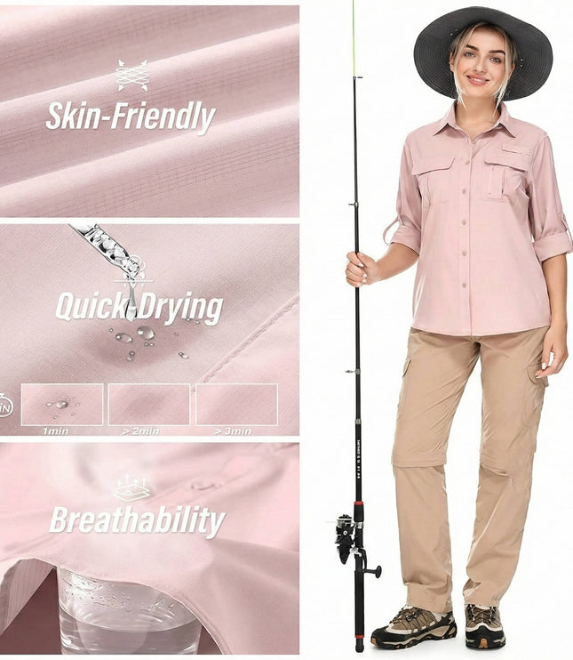 Women's Hiking Shirt with UPF 50 and a Roll-Up Long Sleeve