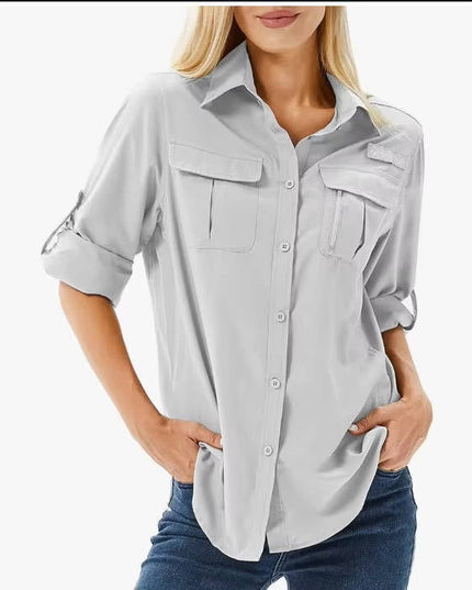 Women's Hiking Shirt with UPF 50 and a Roll-Up Long Sleeve