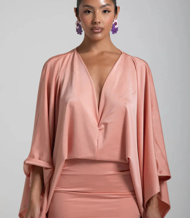 Women's Homecoming Cape Sleeve Flowy Party Mini Dress