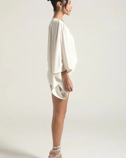 Women's Homecoming Cape Sleeve Flowy Party Mini Dress