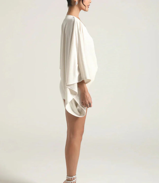 Women's Homecoming Cape Sleeve Flowy Party Mini Dress